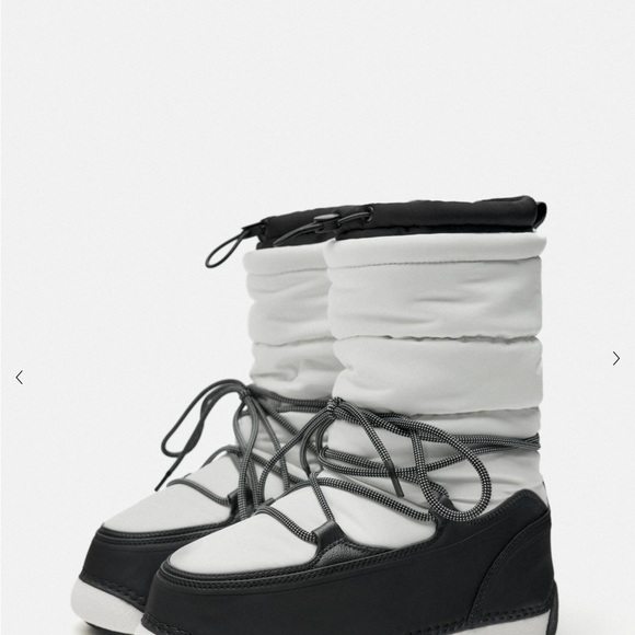 Zara NWT WATER RESISTANT AND WATER REPELLENT QUILTED BOOTS Size 9 Black & White - Picture 2 of 8